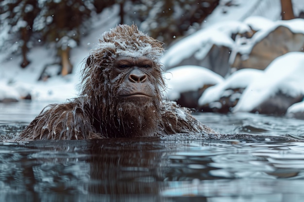 Free photo view of bigfoot creature in nature outdoors