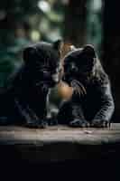 Free photo view of black panther cubs in nature
