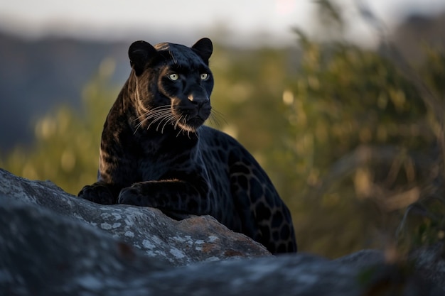 Free Photo  View of black panther in the wild