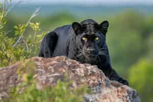 Free photo view of black panther in nature