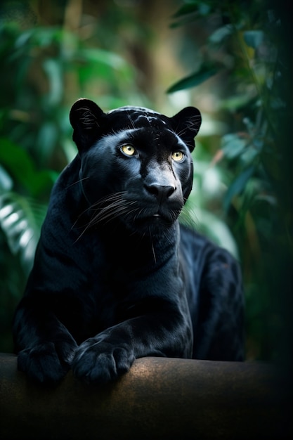 Free photo view of black panther in nature