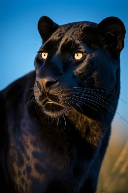 Free photo view of black panther in nature
