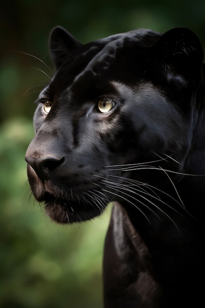 View of black panther in the wild