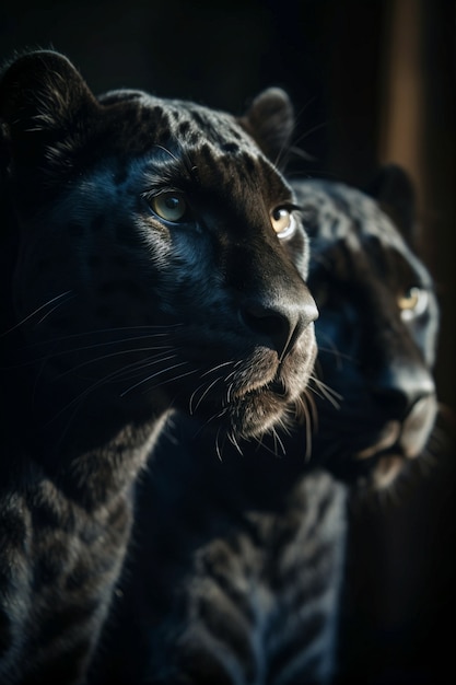 Free photo view of black panthers in nature