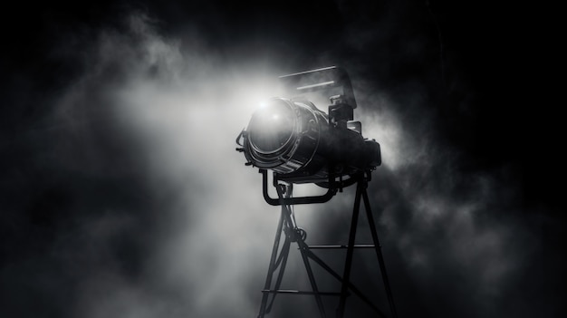 Free photo view of black and white light projector for theatre