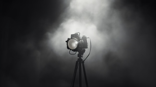 Free photo view of black and white light projector for theatre