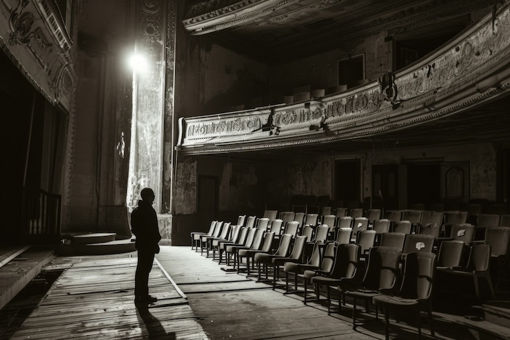 Free Photo view of black and white person attending theatre