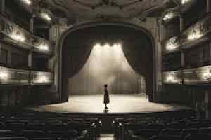 Free photo view of black and white person attending theatre