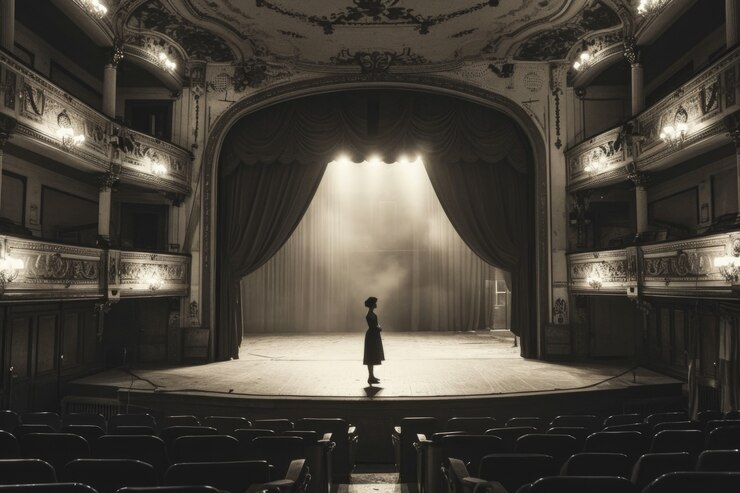 Free Photo view of black and white person attending theatre
