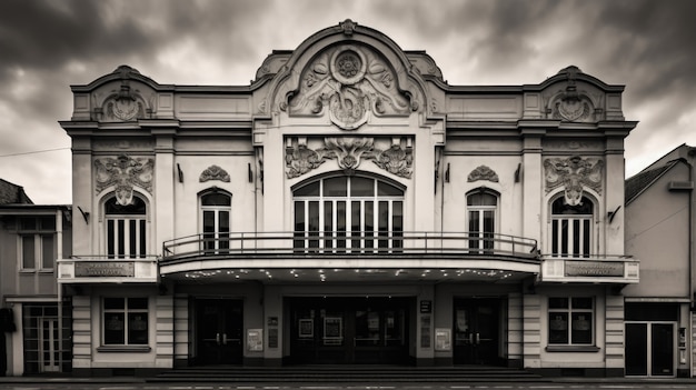 Черно-белый вид здания театра снаружи