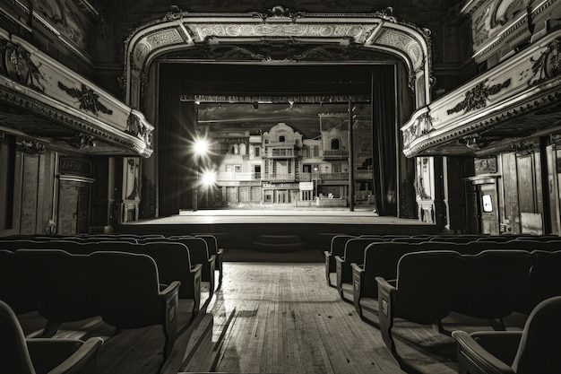 Foto gratuita vista della sala del teatro in bianco e nero