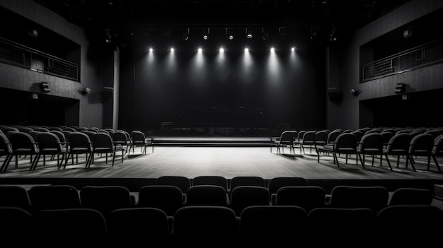 Vista della sala del teatro in bianco e nero