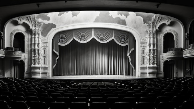 Free photo view of black and white theatre room