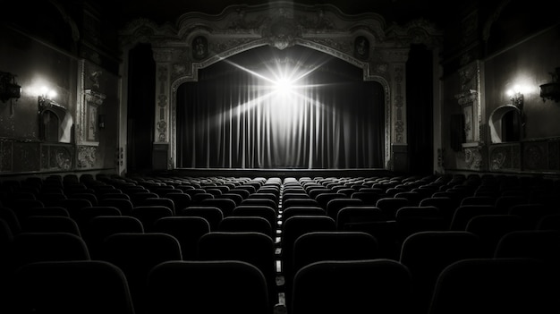 Foto gratuita vista della sala del teatro in bianco e nero