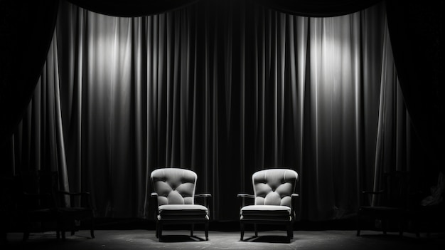 Free photo view of black and white theatre seating