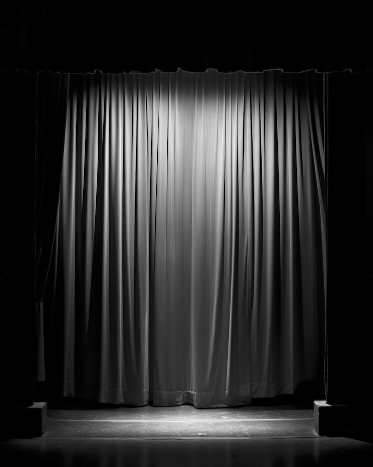 Free Photo view of black and white theatre stage curtains