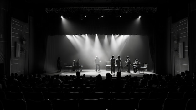 View of black and white theatre stage