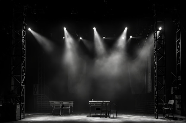 Foto gratuita vista del palco del teatro in bianco e nero