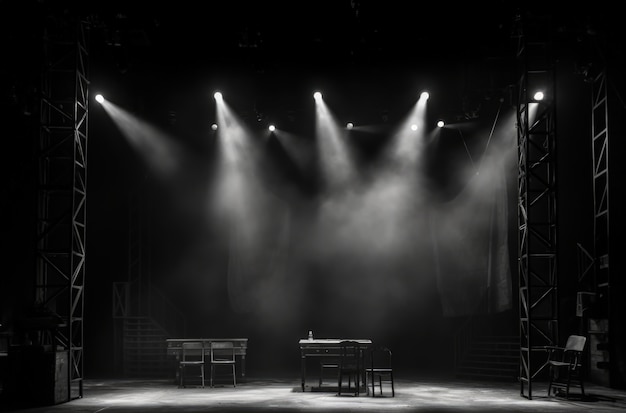 View of black and white theatre stage