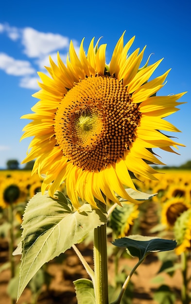 Free photo view of blooming sunflower