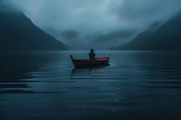 View of boat floating on water with nature scenery