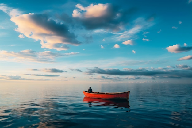 View of boat floating on water with nature scenery