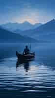 Free photo view of boat floating on water