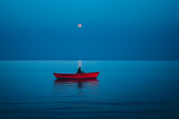 Free photo view of boat floating on water