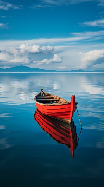 View of boat floating on water