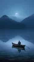 Free photo view of boat on water at night