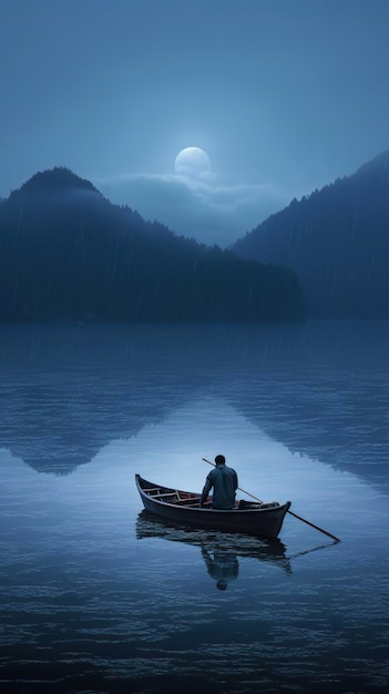 View of boat on water at night