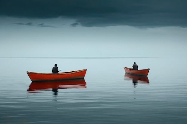 Free photo view of boat on water