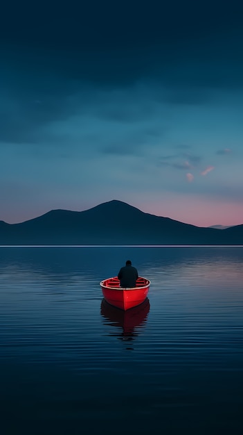 Free photo view of boat on water