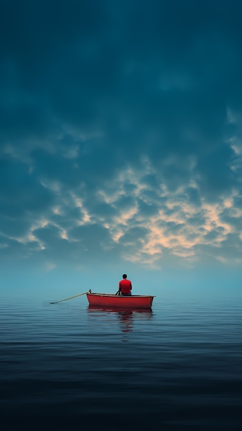 Free photo view of boat on water