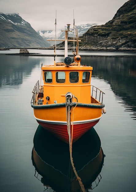 Free photo view of boat on water