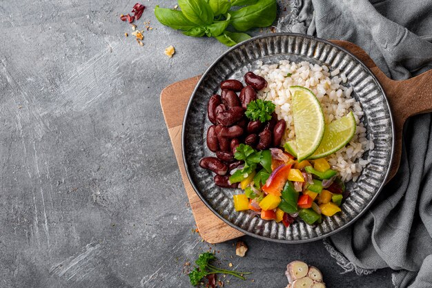 Above view bowl with vegetables