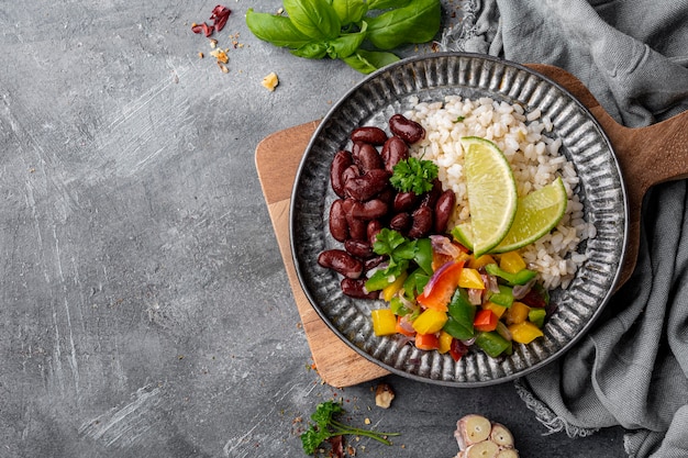 Above view bowl with vegetables