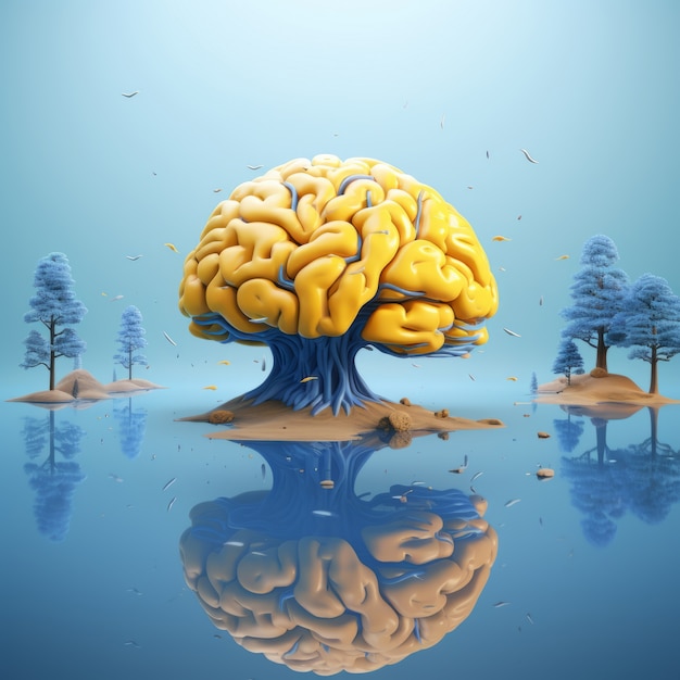 Free photo view of brain depicted as fantastical tree