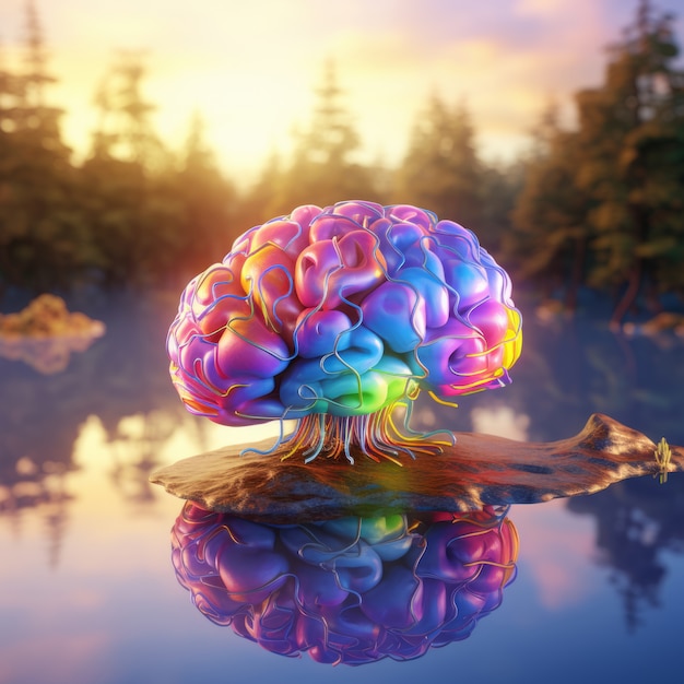 Free photo view of brain depicted as fantastical tree