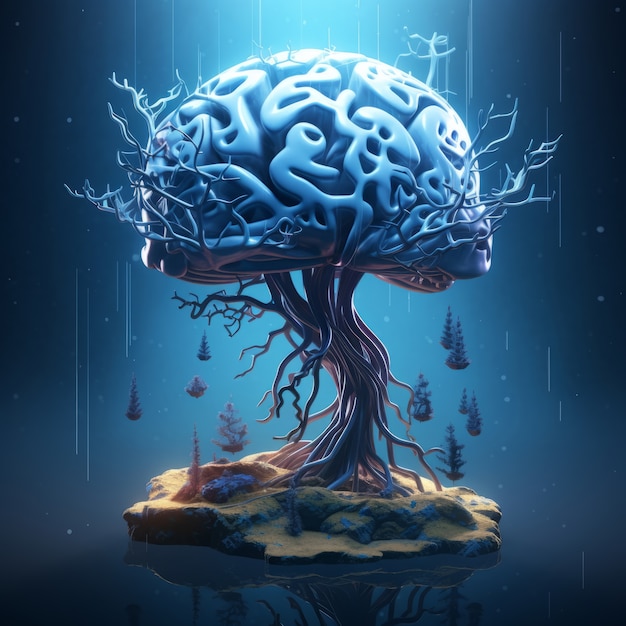 幻想的な木として描かれた脳の眺め