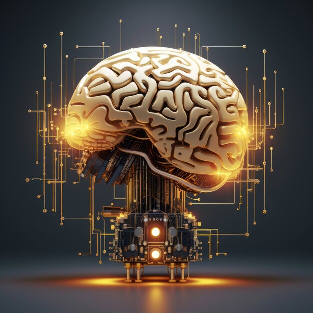 View of brain with circuit board