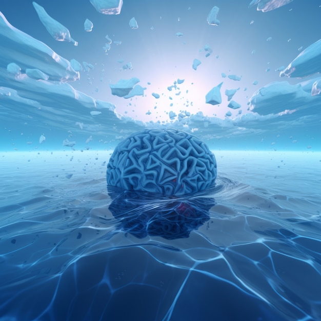 Free photo view of brain with icy landscape