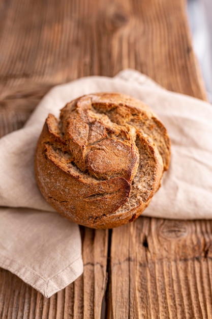 Above view bread on cloth