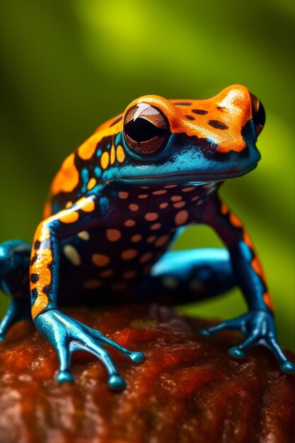 自然の中の色鮮やかなカエルの眺め