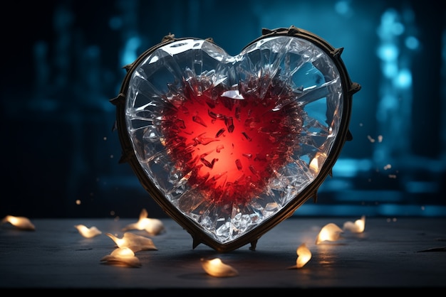 View of broken crystal heart