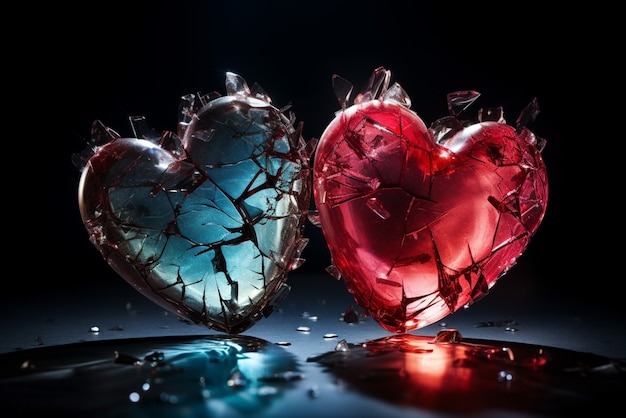 Free photo view of broken crystal heart