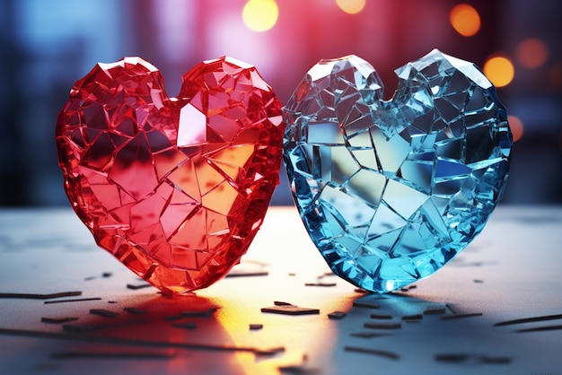 View of broken crystal heart