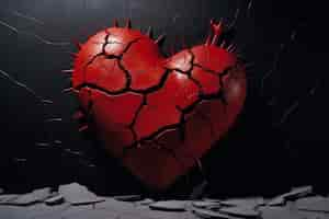 Free photo view of broken red heart