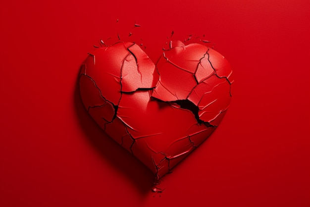 Free photo view of broken red heart