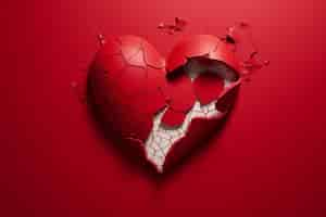 Free photo view of broken red heart